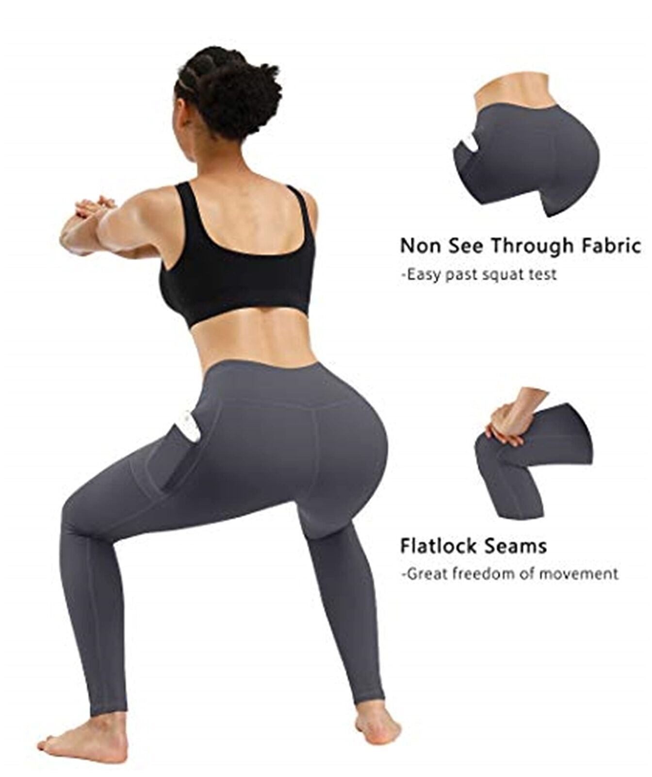 Women High Waist Gym Leggings Pocket Fitness Sports Running Ladies Yoga Pants UK